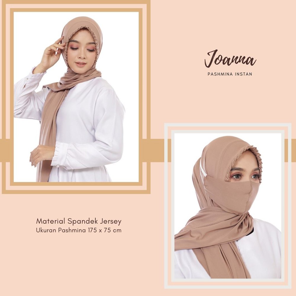 JILBAB PASHMINA INSTAN JOANNA / KERUDUNG PASMINA INSTAN MURAH / PAKET HIJAB PASMINA DAN MASKER SATU PAKET / PASMINA LANGSUNG PAKAI TANPA PENITI