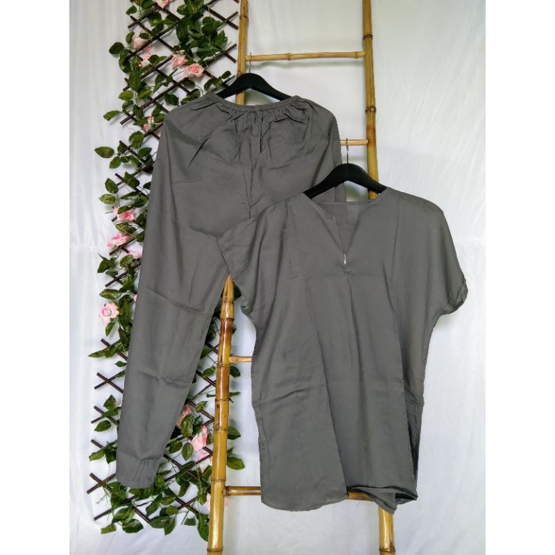 Piyama Busui Setelan Rayon Wanita Kekinian Pajamas Set Ld 120-PJM B. Abu