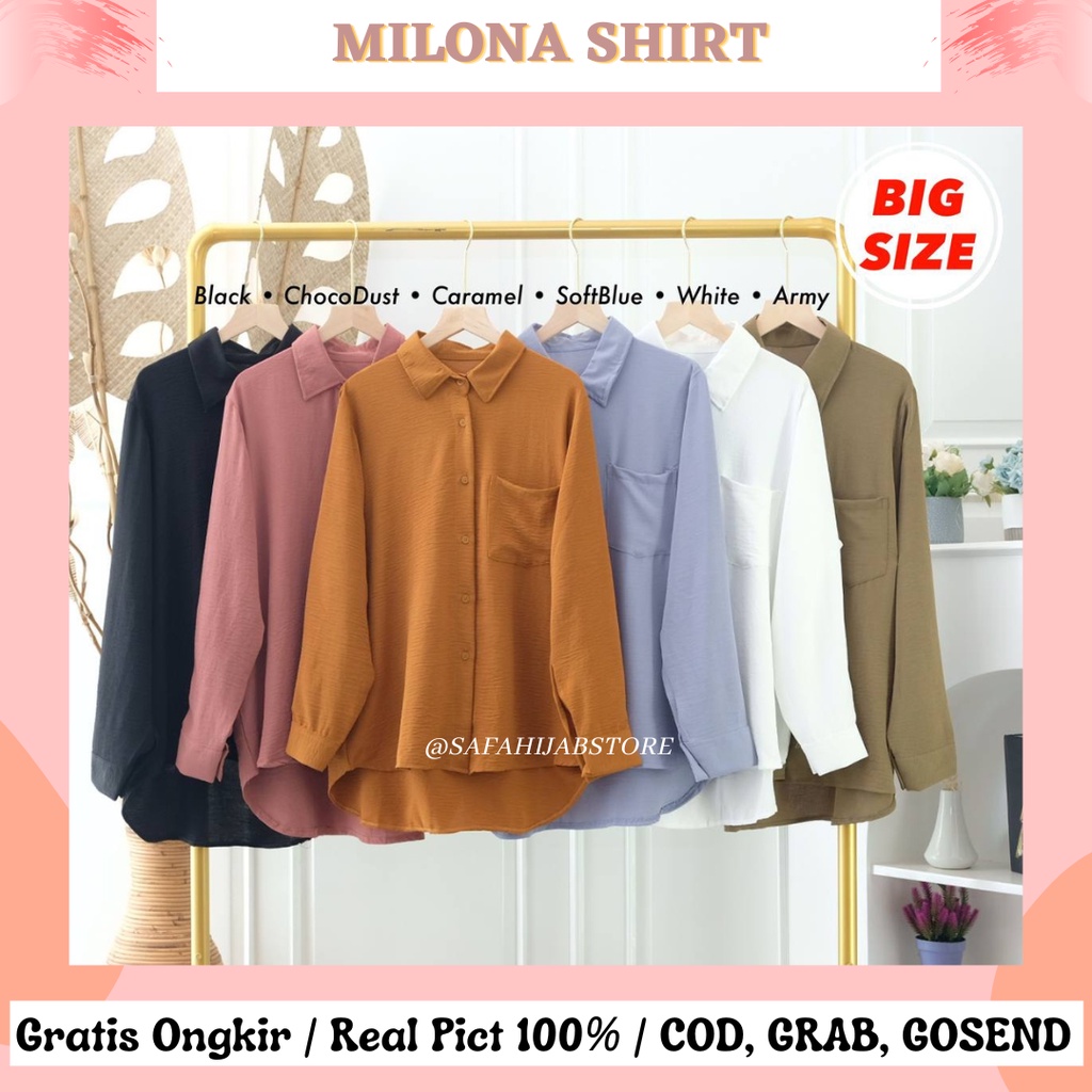 MILONA SHIRT / ATASAN KERJA / BLOUSE / KEMEJA JUMBO SIZE