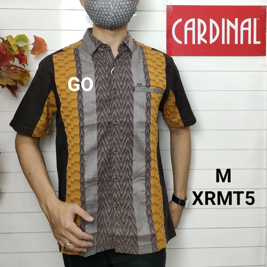 gof M CARDINAL KEMEJA CASUAL Pakaian Atasan Pria Kemeja Reguler Hem Casual Santai Lengan Pendek