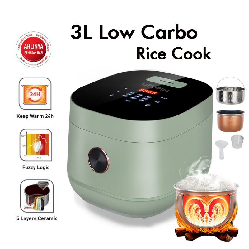 UPUPIN Smart Rice Cooker Less Sugar 3L Low Carbo Cooker 3D Rice Cooker Anti Lengket