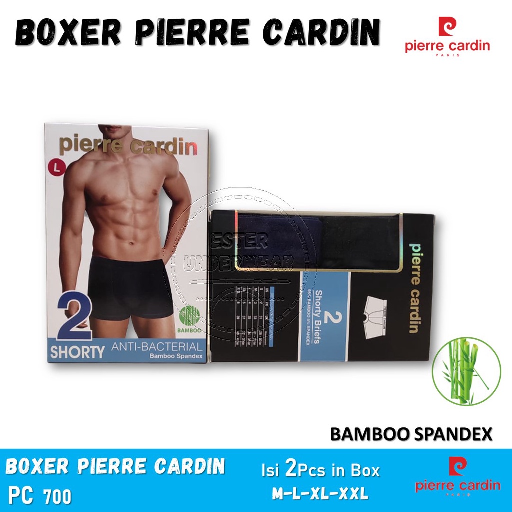 PIERRE CARDIN Celana Boxer Pria PC 700 isi-2Pcs In Box Bamboo Spandex