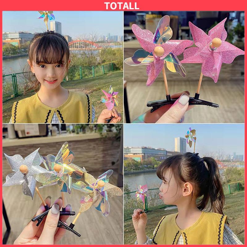 COD Anak-anak Lucu Berputar Pinwheel Jepit Rambut Kreatif Hiasan Kepala Klip Atas-Totall