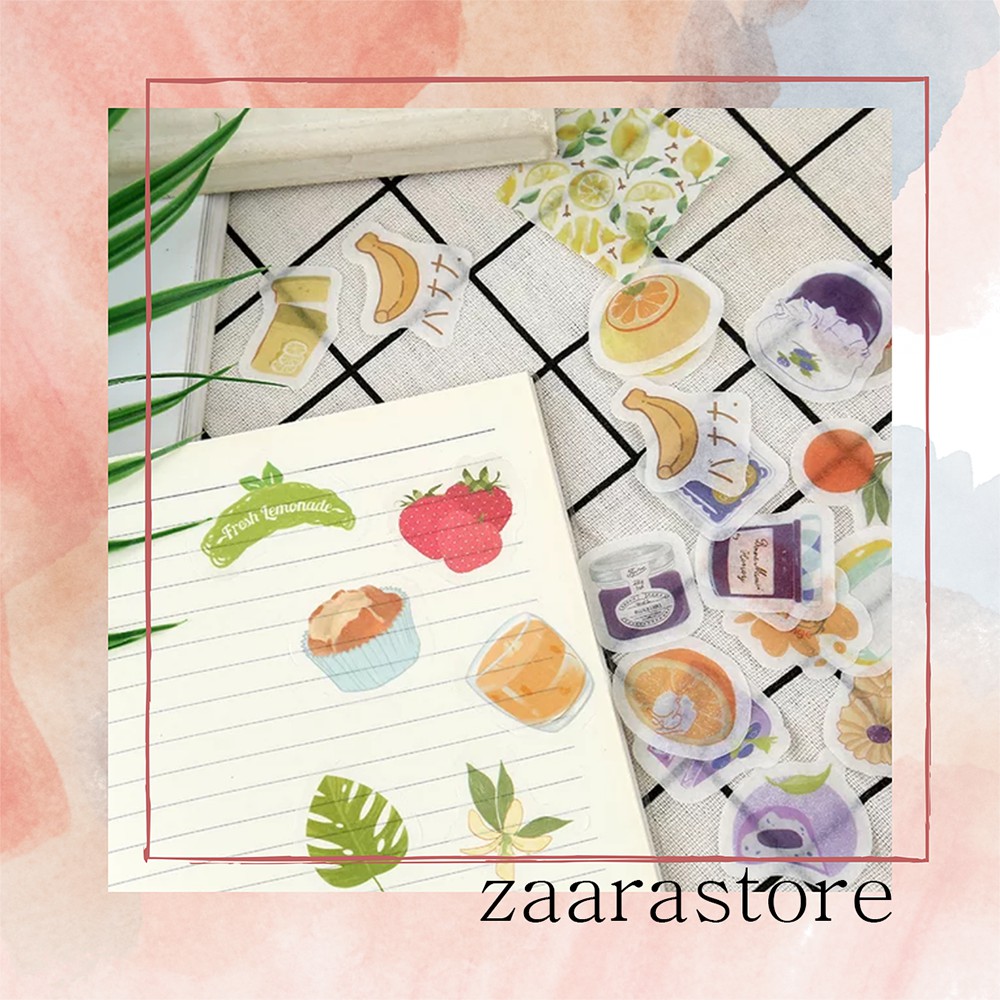 

50 pcs Decorative Fruit Plant Sticker Set, Set Stiker Dekor Lucu dan Imut untuk Bujo, Planner, Diary