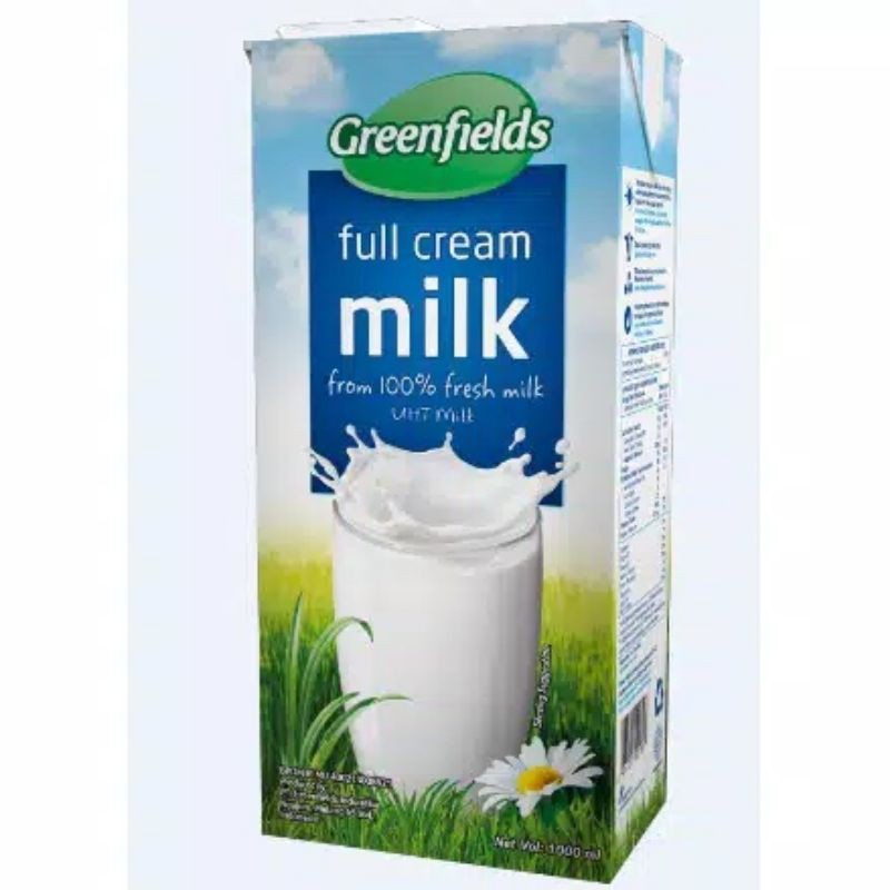 

susu UHT Greendfields full Cream Milk 1000 gram