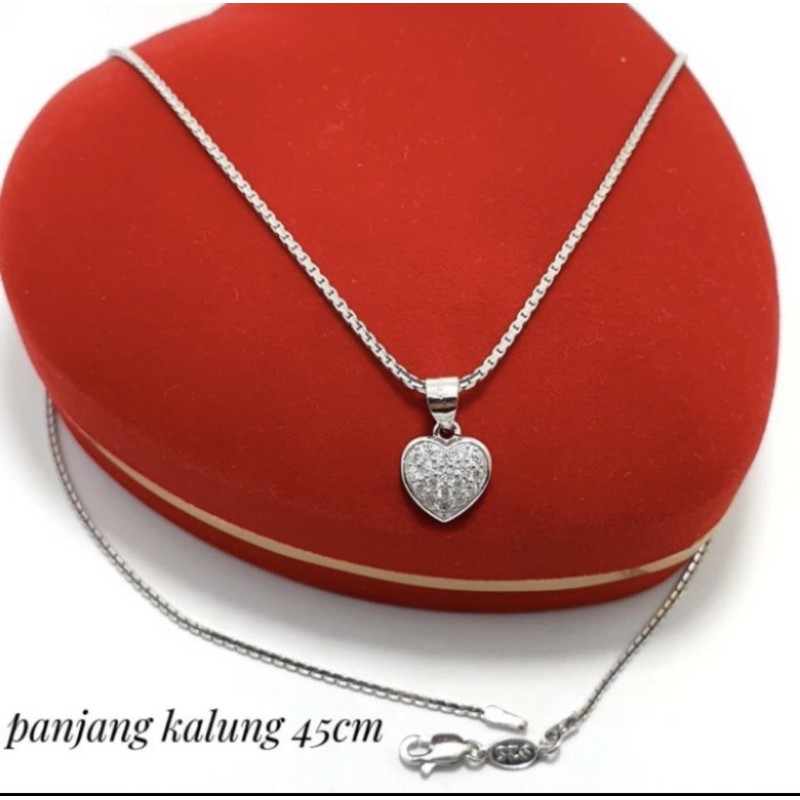 Kalung liontin love kalung love kalung perak 925 lapis emas putih