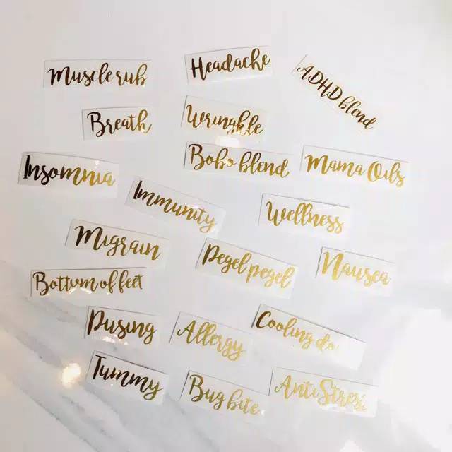 Stiker Botol Custom Kaligrafi Sticker Botol Liptint Lipgloss Custom Gold Mas Cutting thankyou card