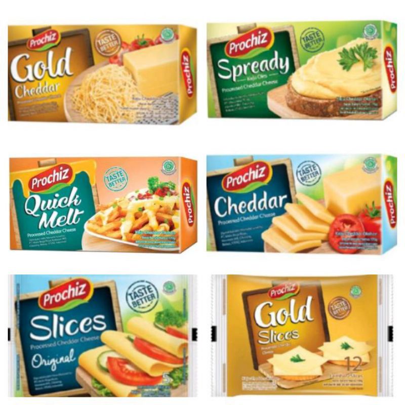 

Prochiz Gold / Spready / Quick Melt / Cheddar / Slice / Keju Oles / Lembar 5's / 10's