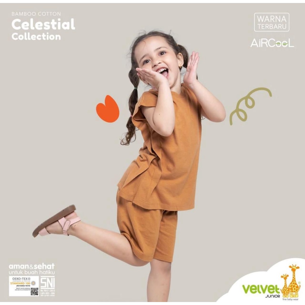 Setelan Kutung Sayap Polos Celestial By Velvet Junior