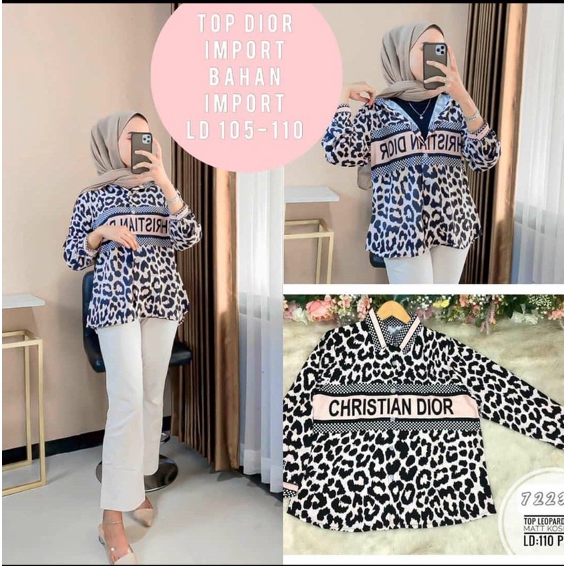 KEMEJA DIOR/ATASAN DIOR/DIOR LEOPARD/ATASAN WANITA KEKINIAN