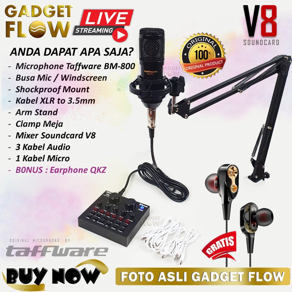 Paket Komplit Mic Bm800 Stand Microphone Bm 800 Soundcard Mixer V8 Shopee Indonesia