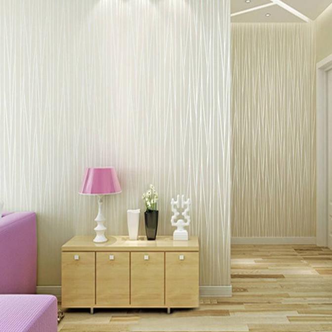 jual wallpaper sticker dinding warna. putih motip garis polos