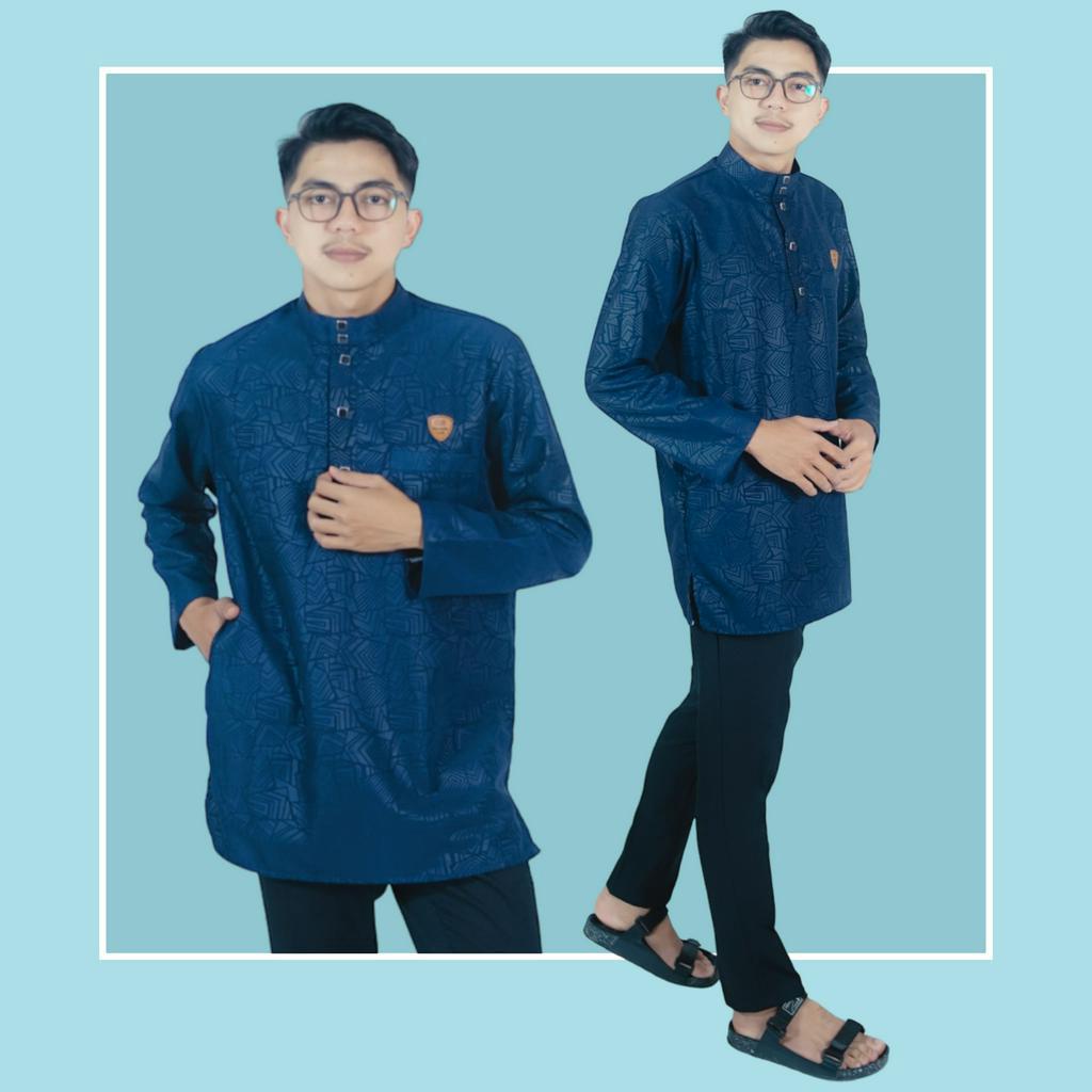 Kemeja koko pria embos lengan panjang/baju muslim AL-MAHER fashion muslim