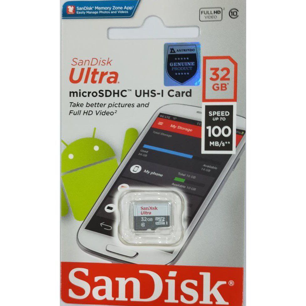 Memory Sandisk 32gb Kecepatan 100mb/s original garansi resmi Sandisk