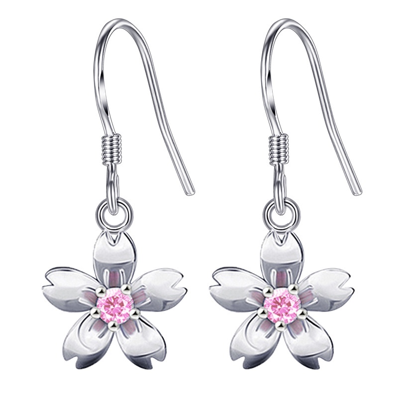 Anting Perak 925 Wanita Peach Blossom Anting-Anting Fashion Perhiasan