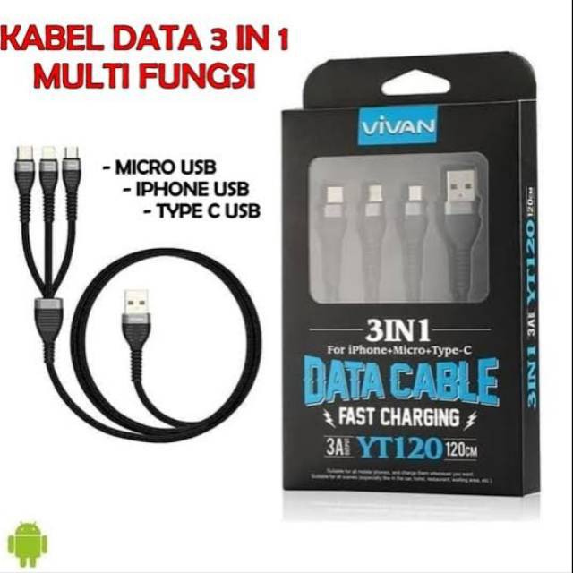 KABEL DATA VIVAN 3IN1 YT120