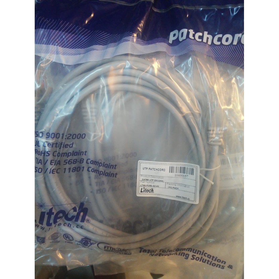 Patchcord UTP CAT5 3mtr "LITECH"