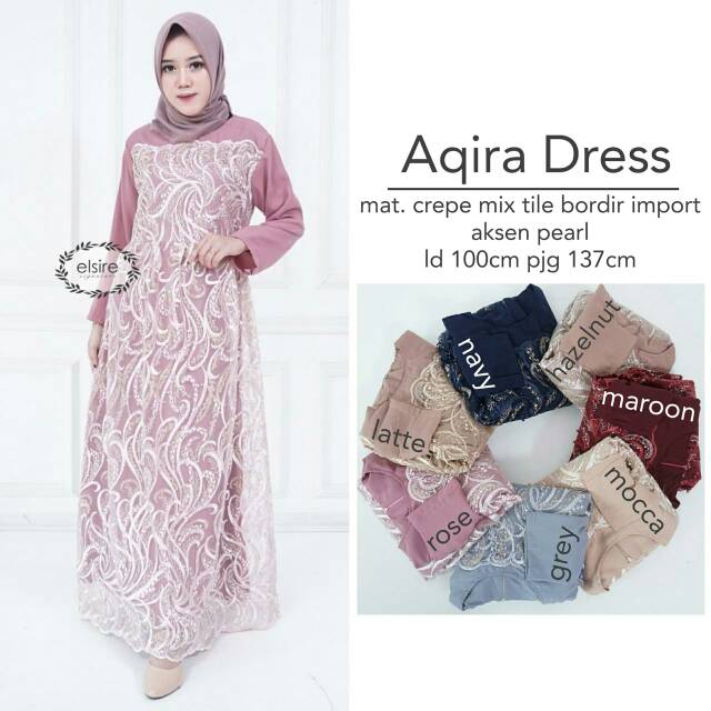 Termurah Dress brukat Aqira by Elsire (ready rose)