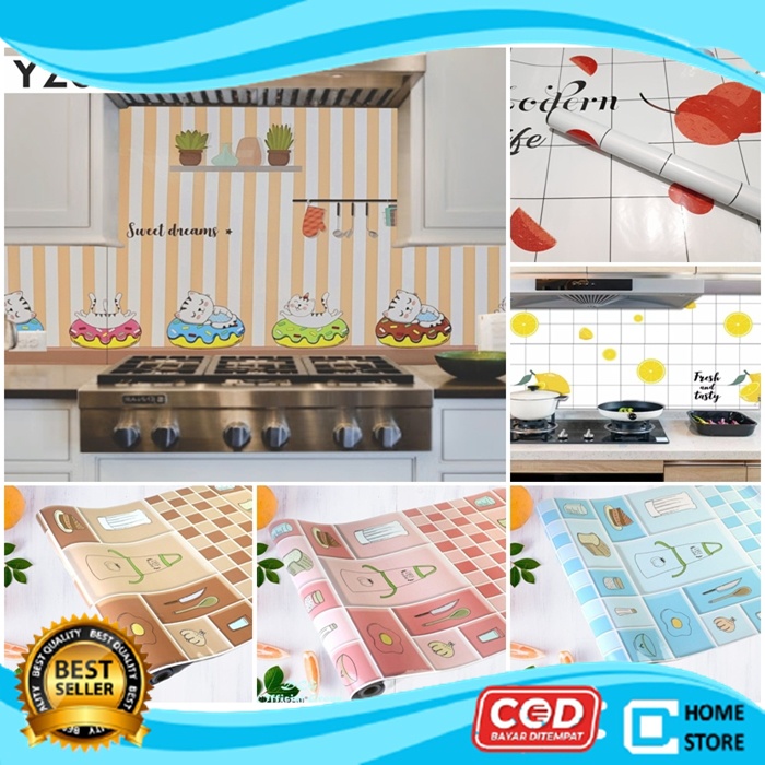 Anti Api Air & Minyak Wallpaper Dapur Kitchen Set Kamar Mandi Wallpaper Premium Foil 1m