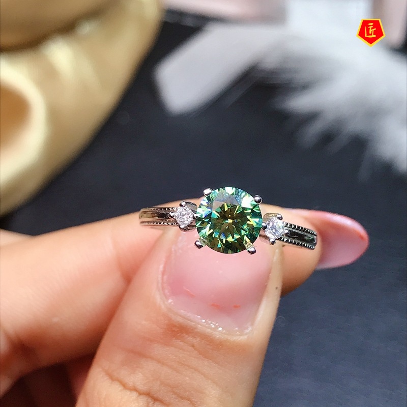 [Ready Stock]1 Karat Green Moissanite Open Ring