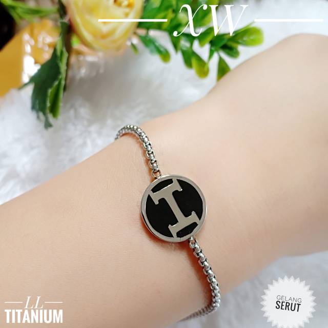 Gelang titanium serut silver