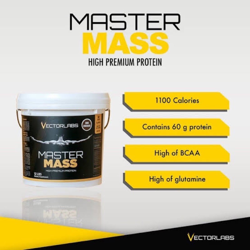 MASTER MASS VECTORLABS MASS GAINER 12 LBS SUPLEMEN KESEHATAN MAKANAN SUSU FITNES TINGGI PROTEIN