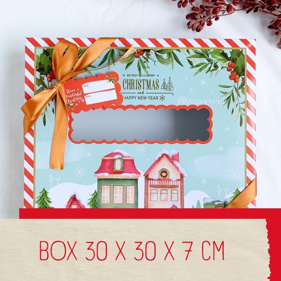 

Box Dus Kotak Packaging Kue Cookies Hampers Gift - Natal 30 x 30 x 7 cm