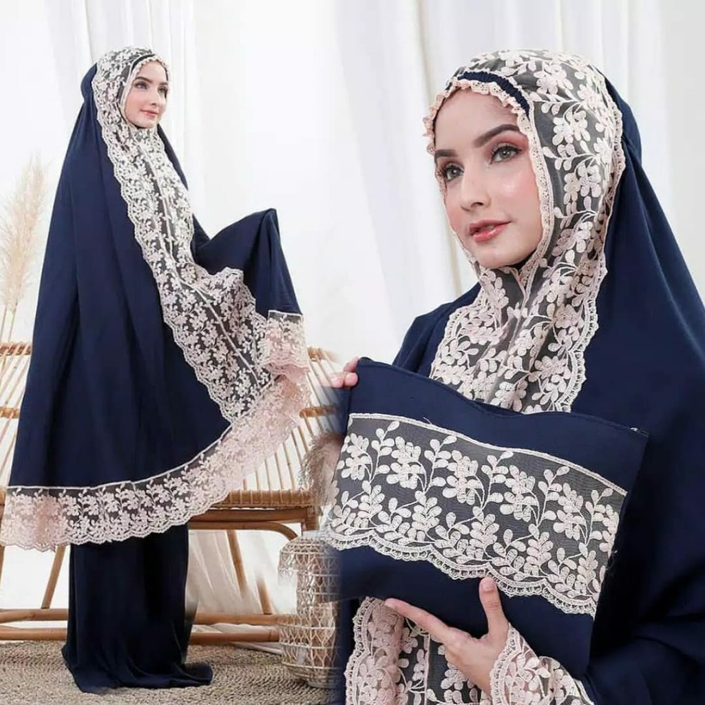 C19 Mukena Shireen Bahan zarah carp kombinasi brokat katun ...free tas cantik kombinasi brokat