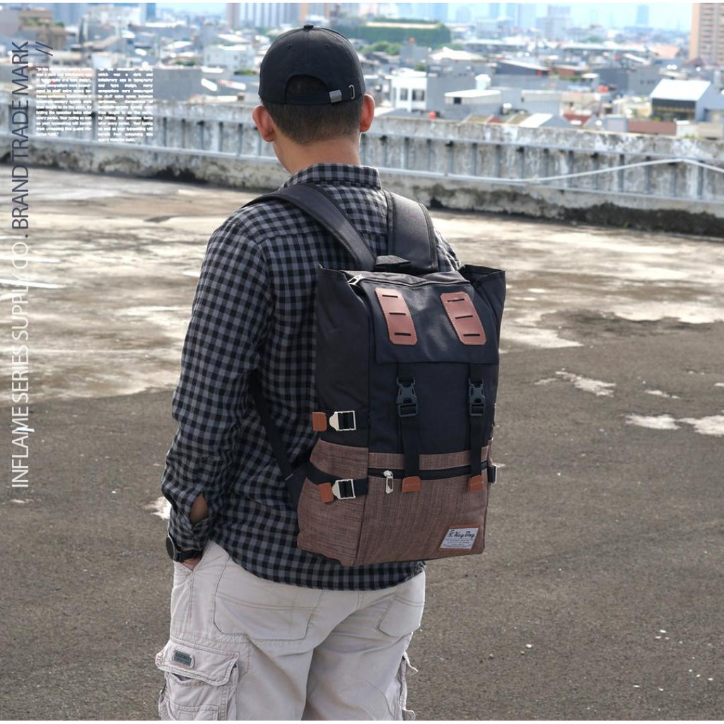 TAS RANSEL PRIA KANVAS TREN BACKPACK FASHION PRIA KAPASITAS BESAR TAS LAPTOP TAS SEKOLAH