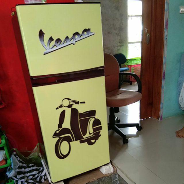 Stiker Kulkas 1 Pintu & 2 Pintu Sticker Motif Vespa Warna Kuning