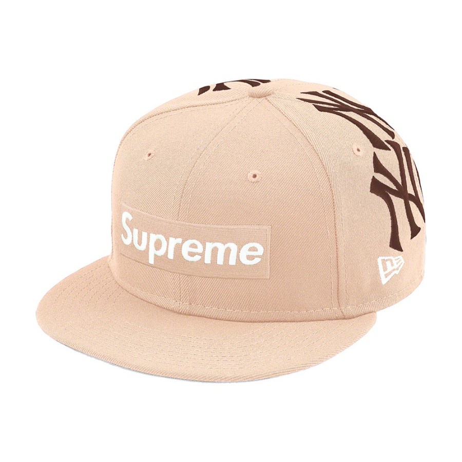 Spreme New York Yankees Box Logo New Era Snapback Tan 100% Authentic