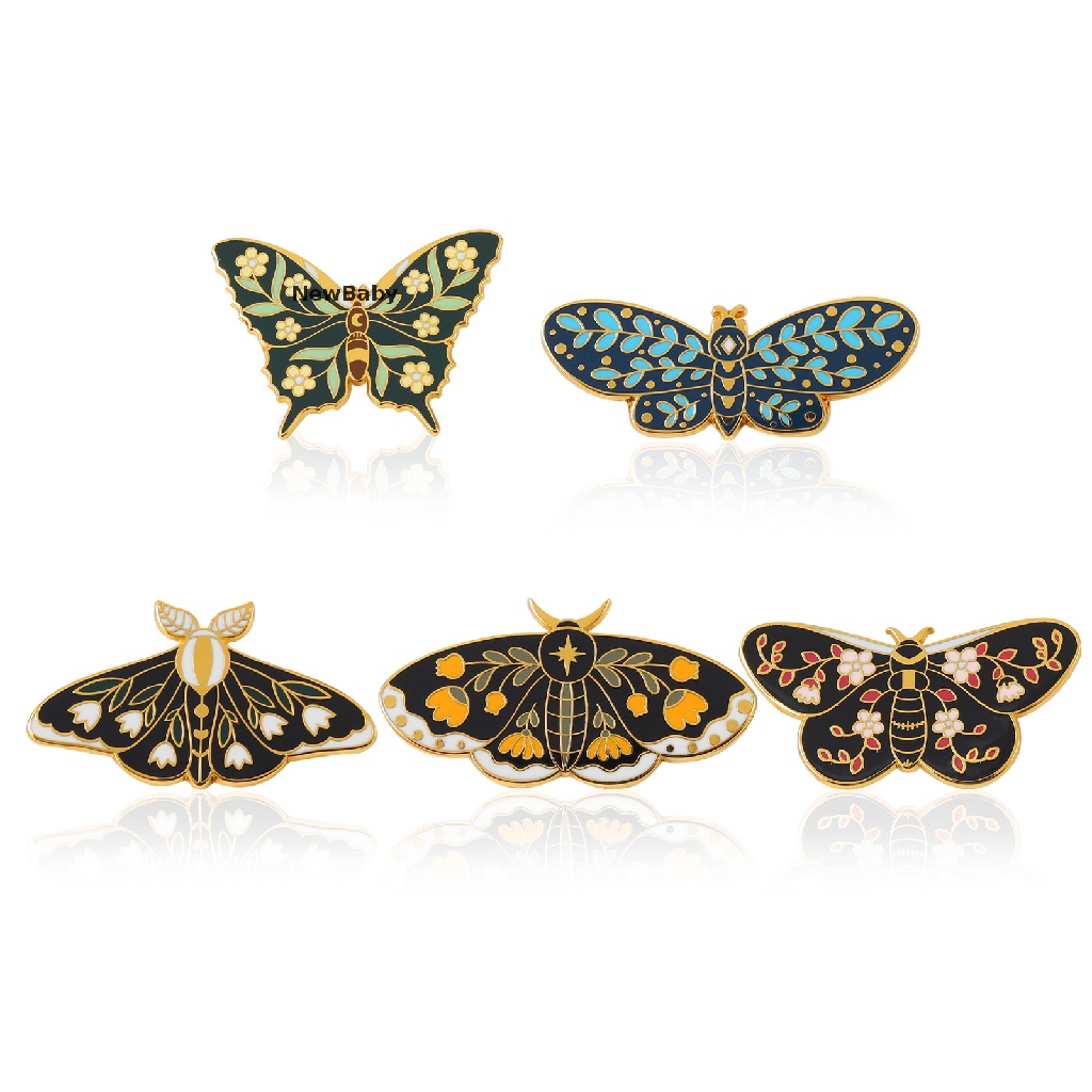 Newbaby 5PCS / Set Bros Butterfly Enamel Untuk Wanita