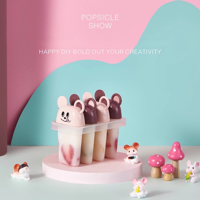 Cetakan Es Krim Serbaguna Bahan PP FOOD GRADE Aman untuk Bayi dan Anak Gambar Tikus Tempat Es krim Buah Lucu Cetakan Es Krim Popsicle Unik