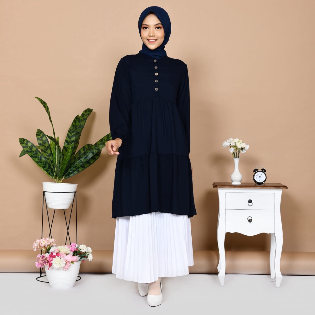 Nayla Tunik Atasan Muslim Wanita Bahan Premium Tunik Basic Tunik Polos Simple Tunik Kasual Untuk Wanita Baju Panjang Wanita