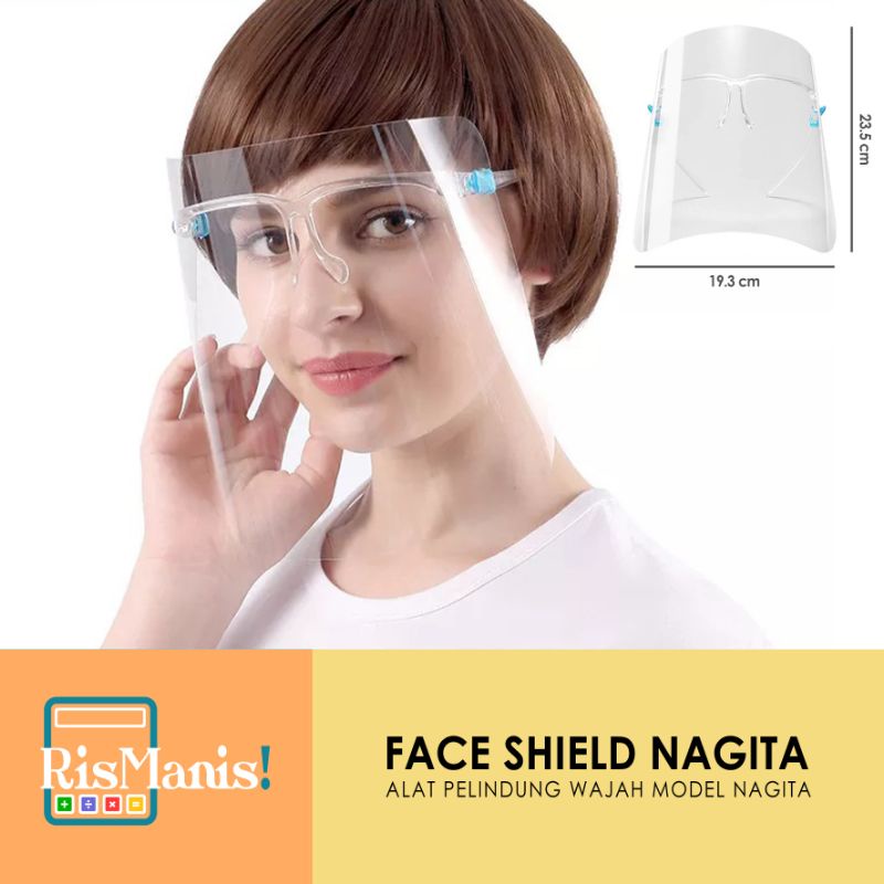 FACE SHIELD NAGITA - Kacamata Pelindung Wajah Model Gigi Mika Tebal Anti Fogging Nyaman Bebas Embun