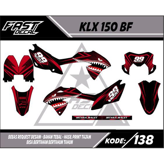 decal klx bf red shark
