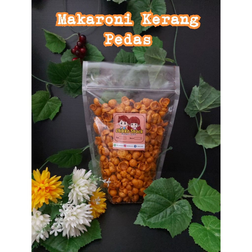 

MAKARONI KERING BENTUK KERANG RASA PEDAS GURIH DAN RENYAH 250 GR