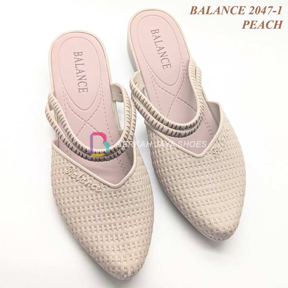 Sepatu Sandal Balance 2047 - Sepatu Sandal Wedges Jelly Import - Sepatu Sandal Karet Tali Hak Sedang