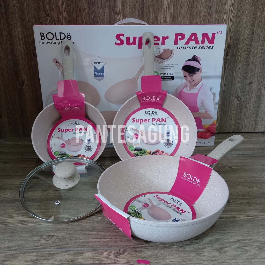 BOLDe SUPER PAN SET - BEIGE | Panci Granite Ceramic Cookware Set | INDUKSI