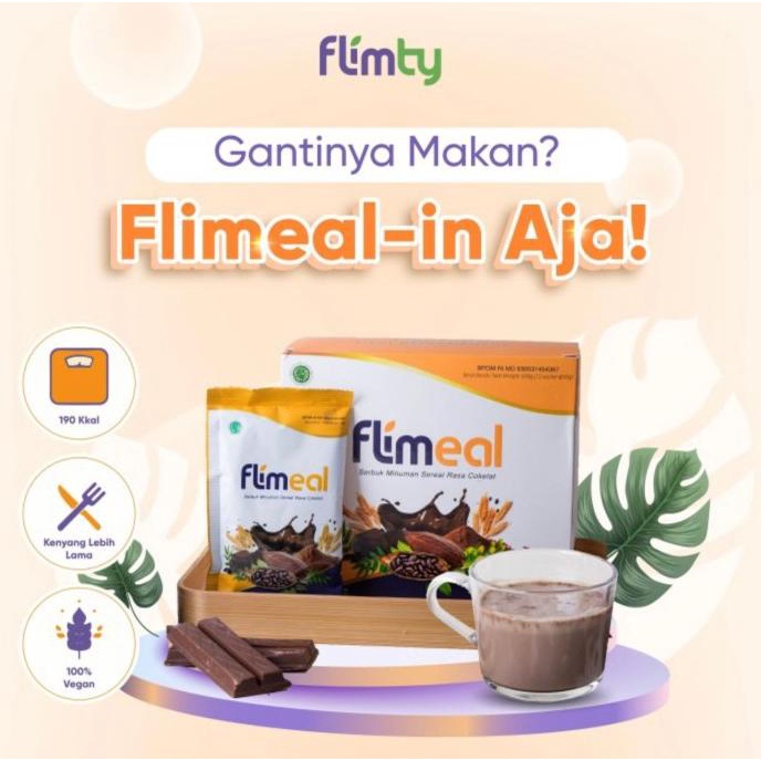 

Flimeal Meal Replacement sereal diet pelangsing 12 sachet 1 box flimty