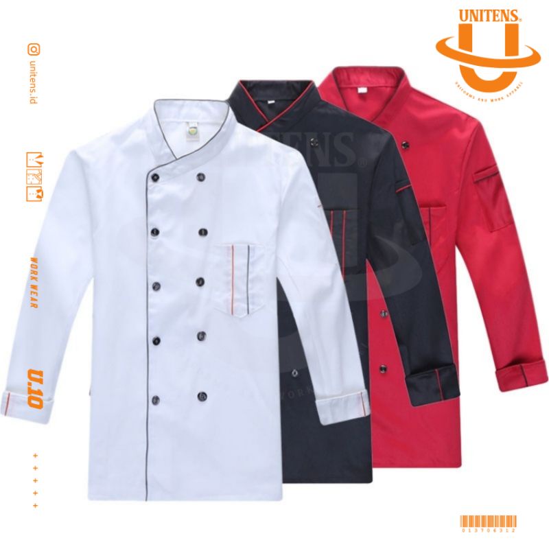 Jual Unitens Baju Koki Seragam Chef Kemeja Chef Kemeja Koki Lengan