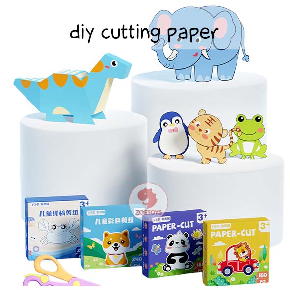 Zoetoys Diy Cutting Paper | Mainan Gunting Aktivitas Latihan Lembar Kerja Menggunting Papercut Art n Craft Cut Activity Set | Animal Origami Paper Craft Funny | Mainan Edukasi Anak