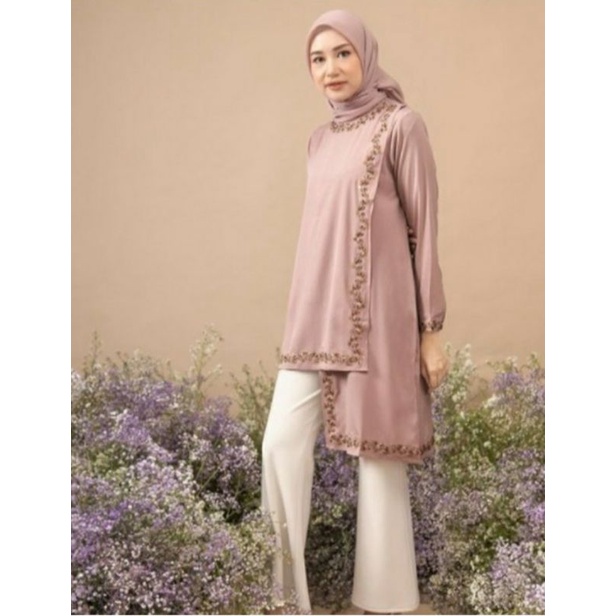 zalina tunik by heaven lights - Dusty pink