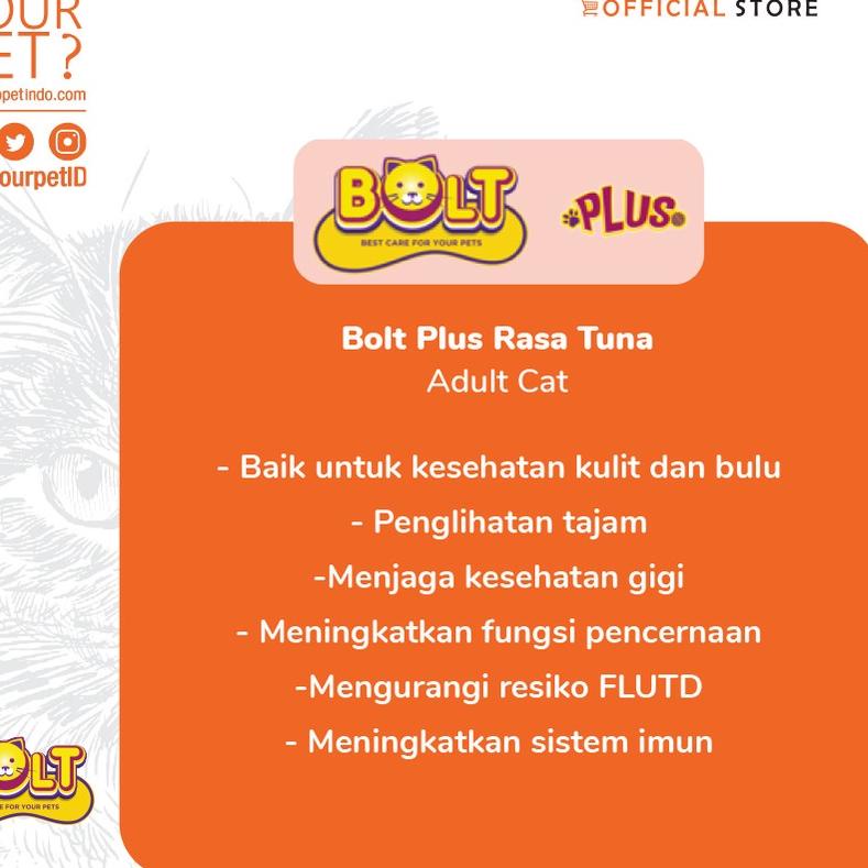*Ready Stock* CPPETINDO Bolt Plus Cat Food 5 Kg kwalitas oke
