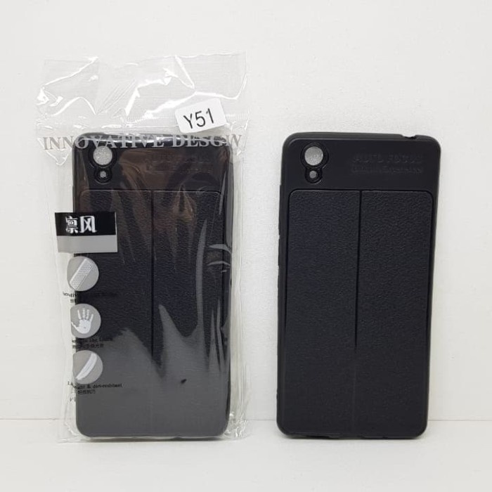 NEW Case Casing HP Auto Focus Vivo Y51 5.0" Leather Soft Vivo Y51L Motif Kulit Jeruk  Silikon NZR