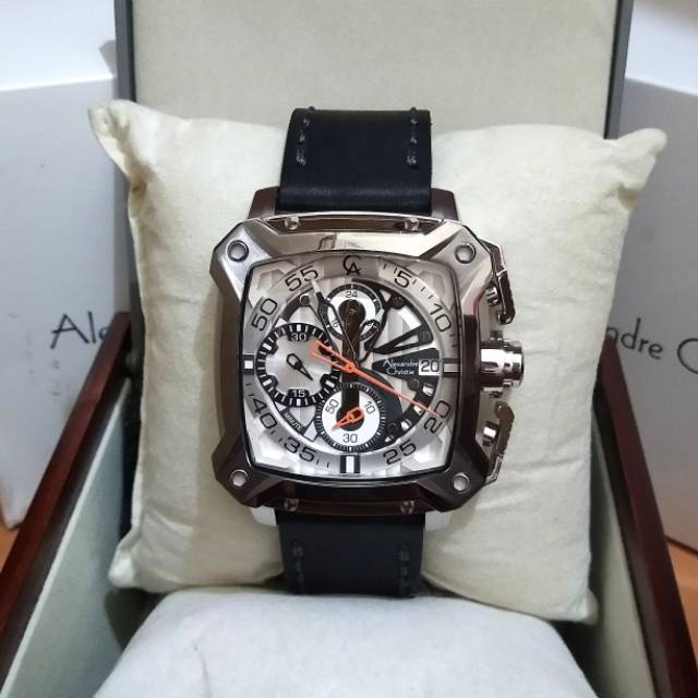 Jam tangan alexandre christie AC3038 pria original silver white