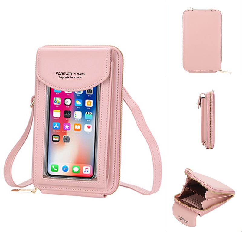 Dompet Pocket HPO Layar Mika Bisa Di Sentuh Kulit Sintetis Bisa Charging dan Headshet Multifungsi Kekinian Model Import Korea