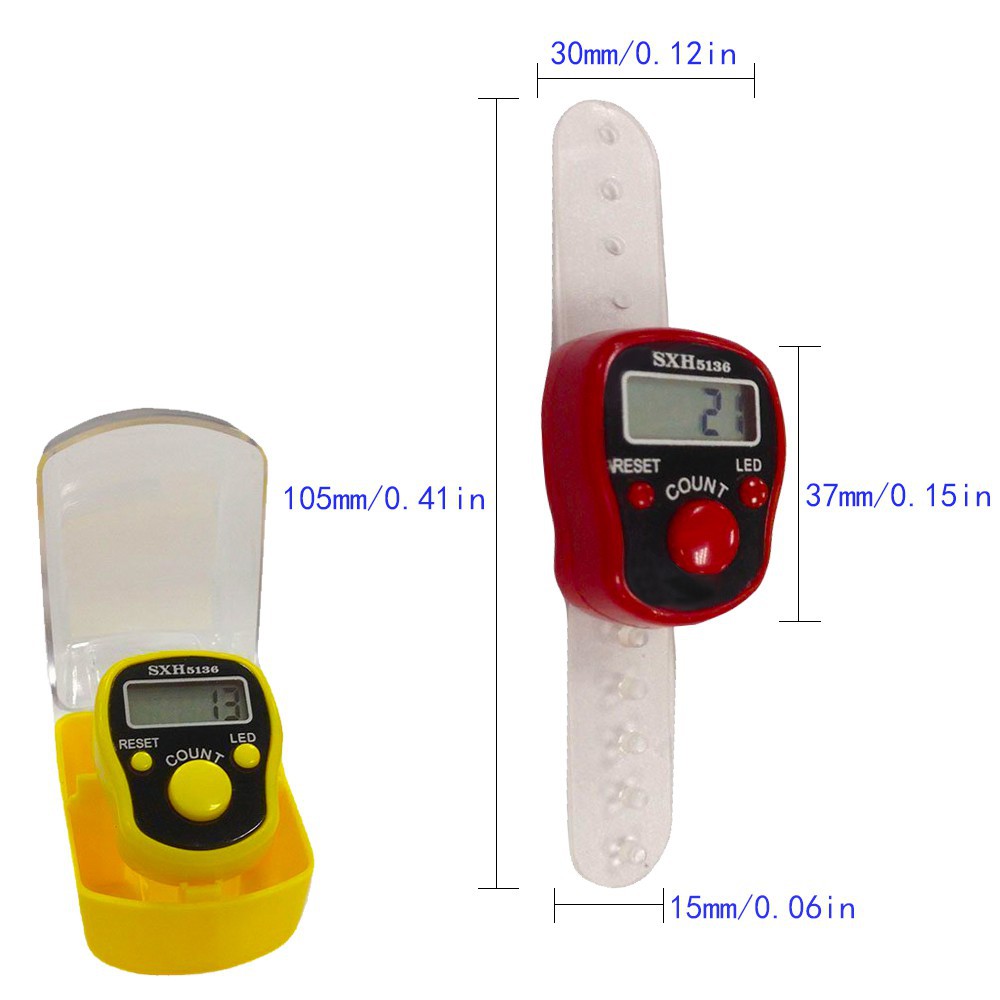 HOVELSHOP Tasbih Digital Cincin LED Alat Hitung Digital Finger Counter Mini Dengan Kotak