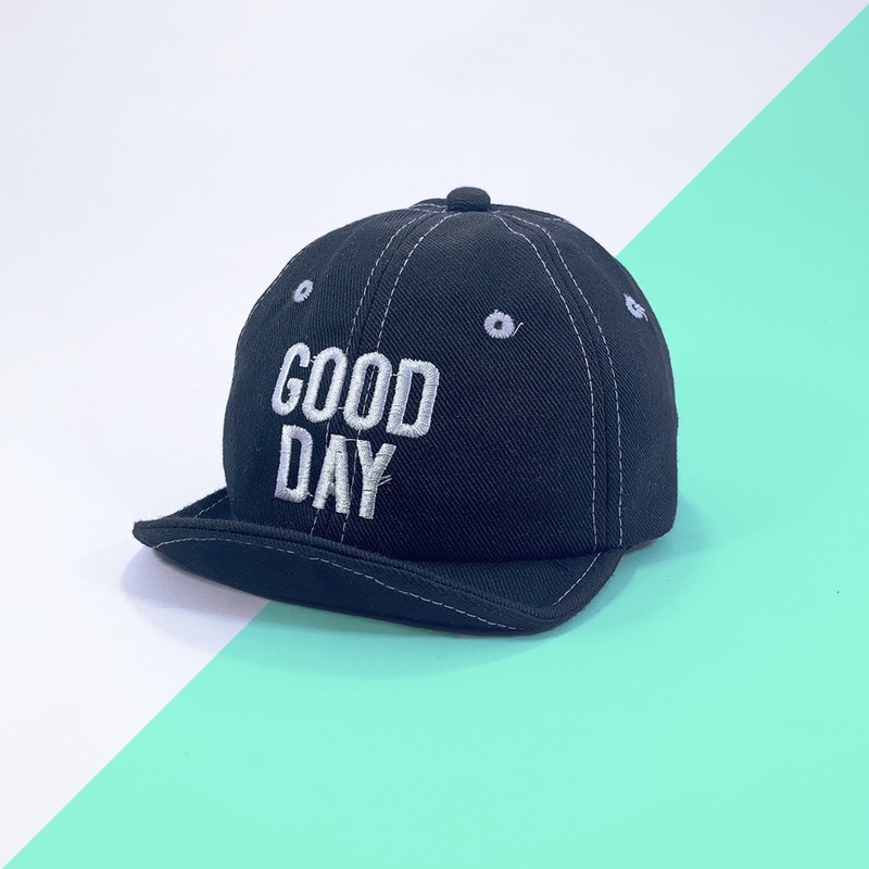 Jocoproduction - Topi Fashion Anak Bayi Baseball Lipat Bordir Good Day Unisex-GoodDayLipat Hitam
