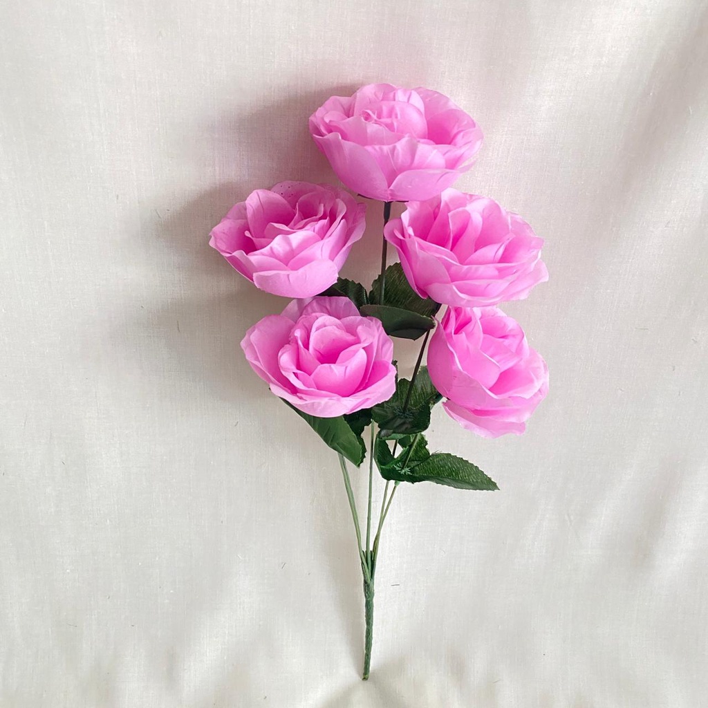 Bunga Mawar Rose Mangkok X5 (satuan) Bunga Artificial / Bunga Plastik / Bunga Dekorasi / Pernikahan-Dusty Pink